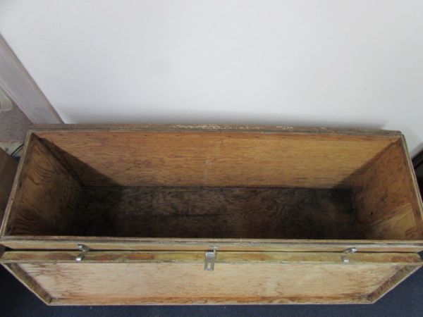 LARGE FIBERGLASS LINED WOODEN STORAGE BOX