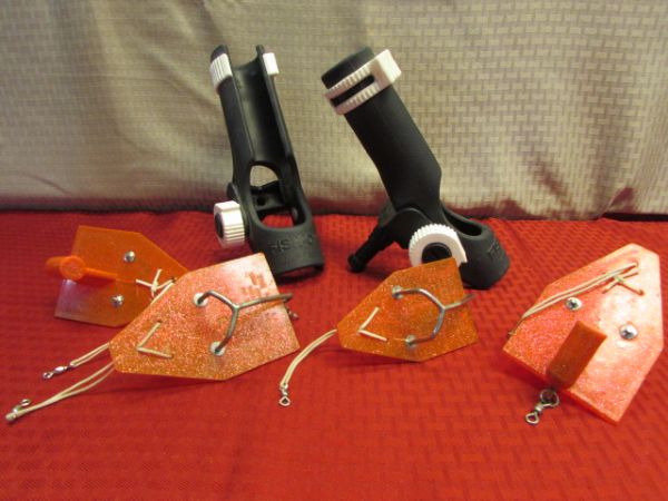 HOLD YOUR ROD!  TWO FISH ON TEMPRESS ROD HOLDERS & 4 PINK LADY DIVERS 