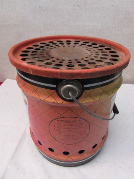 VINTAGE TIN PAIL HOT-TER HEATER BY VULCAN