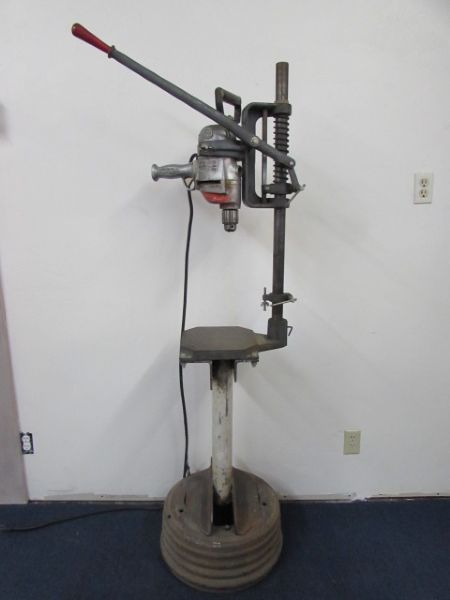 Lot Detail - MILWAUKEE DRILL & DRILL PRESS ON HEAVY STAND