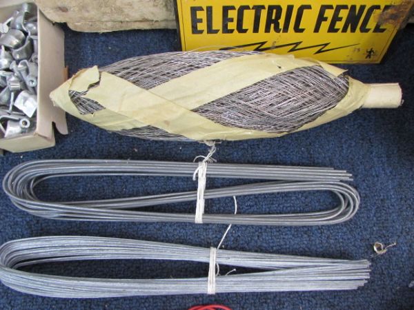 ELECTRIC FENCE CONTROLLER, WIRE, INSULATING BRACKETS, CERAMIC INSULATORS & MORE.