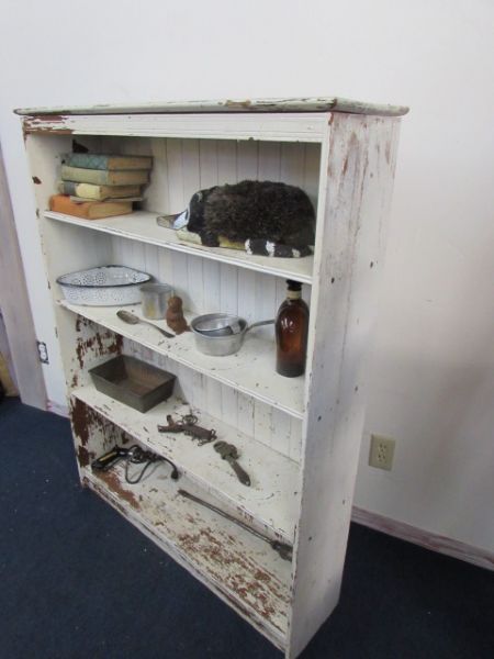 RUSTIC BOOK CASE STRAIGHT OFF THE RANCH WITH VINTAGE TREASURES