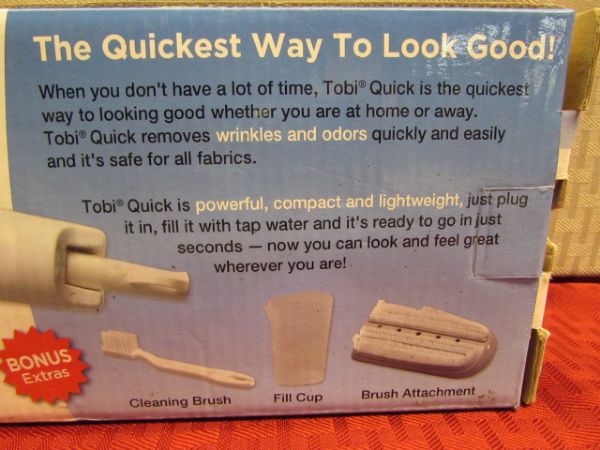 NEAT & CLEAN - NIB TOBI FABRIC STEAMER, TUPPERWARE STORAGE CONTAINERS, WOODEN RACK, CLOTHES PINS, SINK SIDER & MORE