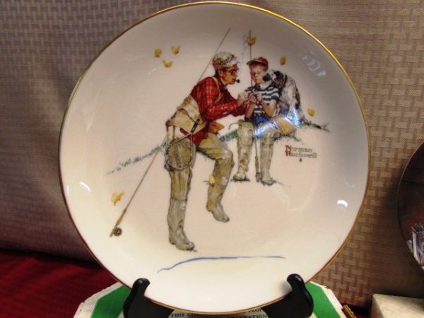 SIX COLLECTIBLE NORMAN ROCKWELL PLATES & NORMAN ROCKWELL CARDS