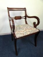 BEAUTIFUL VINTAGE CAPTAINS CHAIR WITH UPHOLSTERED SEAT . . . .LOOKS GREAT WITH TABLE IN LOT #2!