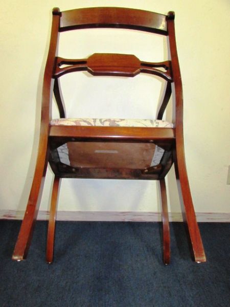 BEAUTIFUL VINTAGE CAPTAINS CHAIR WITH UPHOLSTERED SEAT . . . .LOOKS GREAT WITH TABLE IN LOT #2!