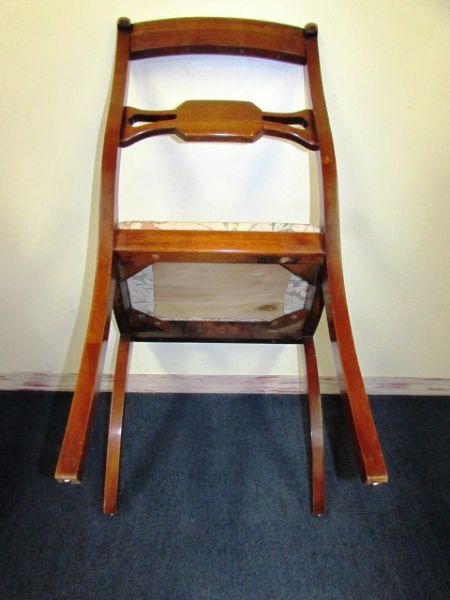 MATCHING VINTAGE SIDE CHAIR WITH UPHOLSTERED SEAT 