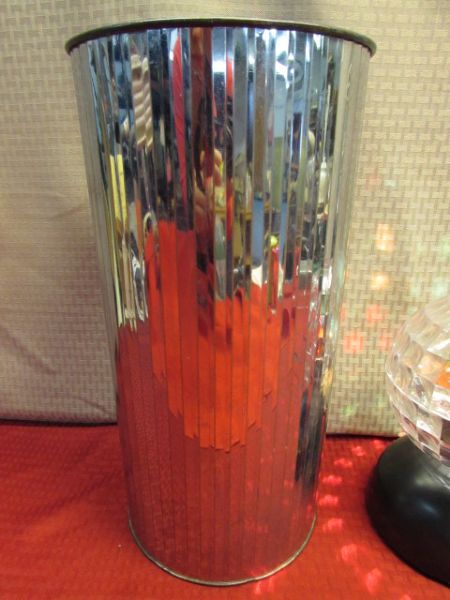 GROOVY VINTAGE CELESTIO LAMP  & MIRROR BALL WASTE BASKET