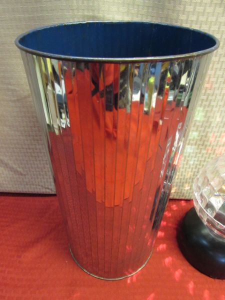 GROOVY VINTAGE CELESTIO LAMP  & MIRROR BALL WASTE BASKET