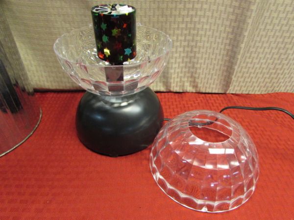 GROOVY VINTAGE CELESTIO LAMP  & MIRROR BALL WASTE BASKET