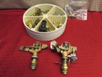 TWO BRASS IMPACT SPRINKLER HEADS & BRASS FITTINGS