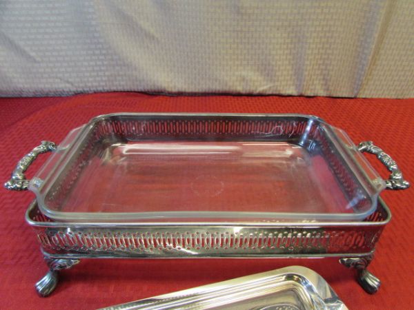 ORNATE ONIEDA SILVER PLATE PIECE FOOTED SERVING DISH