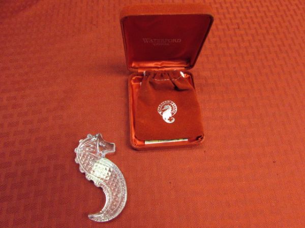 WATERFORD CRYSTAL SEAHORSE PAPER WEIGHT MADE IN IRELAND 