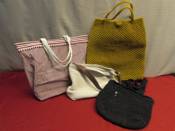 TWO BEACH BAGS & TWO WOVEN HAND BAGS JUST IN TIME FOR SUMMER!