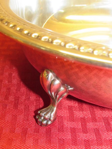 ELEGANT SHEFFIELD CO. SILVER PLATE WARMING DISH WITH PYREX BOWL INSERT 