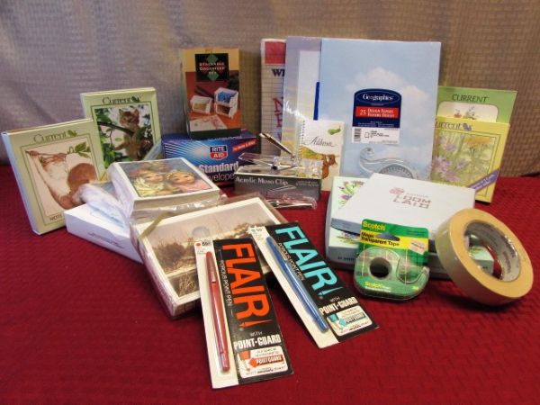 OFFICE SUPPLIES & STATIONARY!  NIB STACKABLE ORGANIZER SET & MEMO CLIP, VINTAGE STATIONARY, ENVELOPES & MORE!