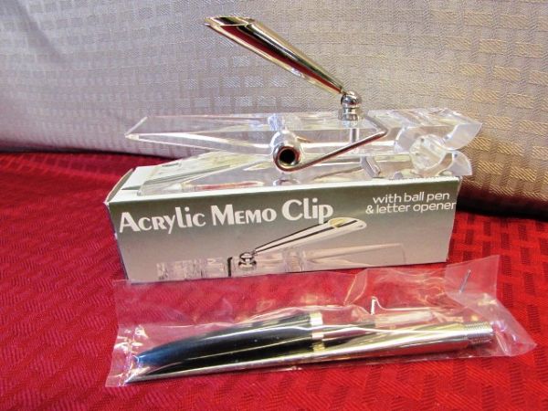 OFFICE SUPPLIES & STATIONARY!  NIB STACKABLE ORGANIZER SET & MEMO CLIP, VINTAGE STATIONARY, ENVELOPES & MORE!