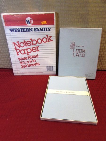 OFFICE SUPPLIES & STATIONARY!  NIB STACKABLE ORGANIZER SET & MEMO CLIP, VINTAGE STATIONARY, ENVELOPES & MORE!