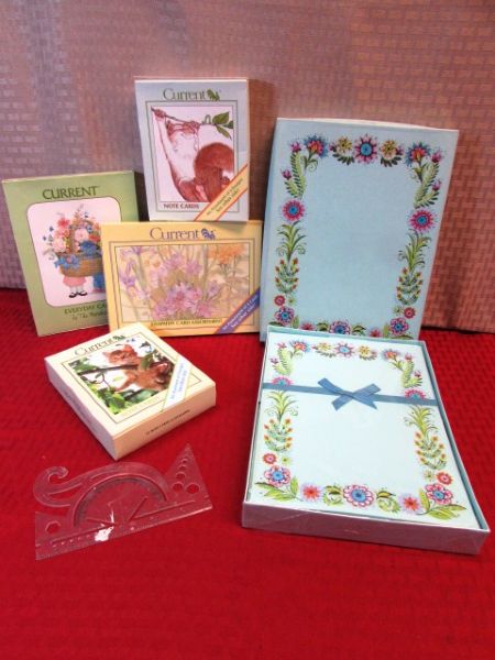 OFFICE SUPPLIES & STATIONARY!  NIB STACKABLE ORGANIZER SET & MEMO CLIP, VINTAGE STATIONARY, ENVELOPES & MORE!