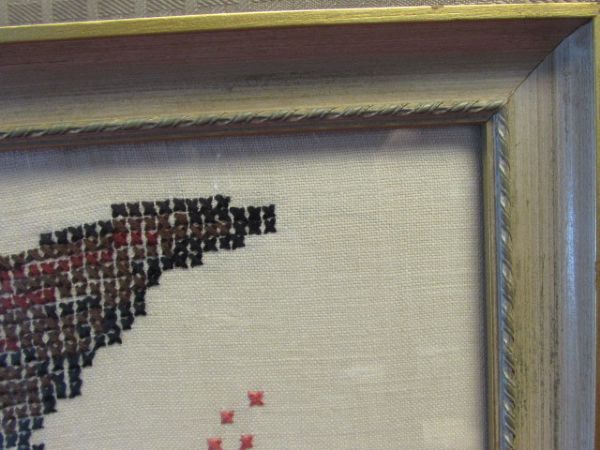 BEAUTIFUL COMPLETED CROSS STITCH DUCKS FRAMED ART 