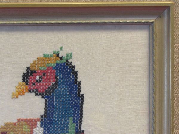 BIRDS OF A FEATHER!  LOVELY COMPLETED CROSS STITCH OF PHEASANTS, NICELY FRAMED