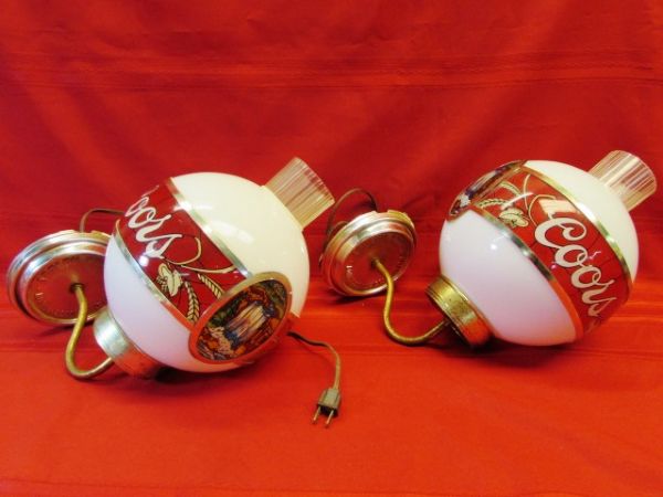 COORS LIGHTS VINTAGE BAR DÉCOR - TWO COOL COORS BEER WALL LIGHTS