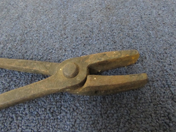 TWO VINTAGE BLACKSMITHS TONGS