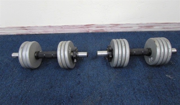 NICE METAL DUMBELLS WITH 35 POUNDS OF WEIGHT