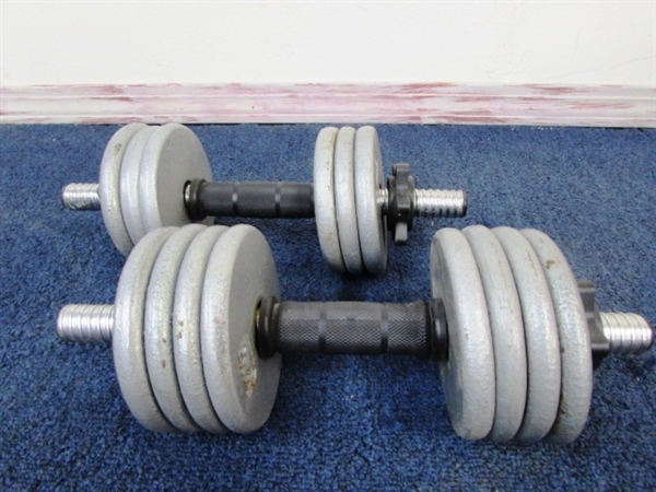 NICE METAL DUMBELLS WITH 35 POUNDS OF WEIGHT