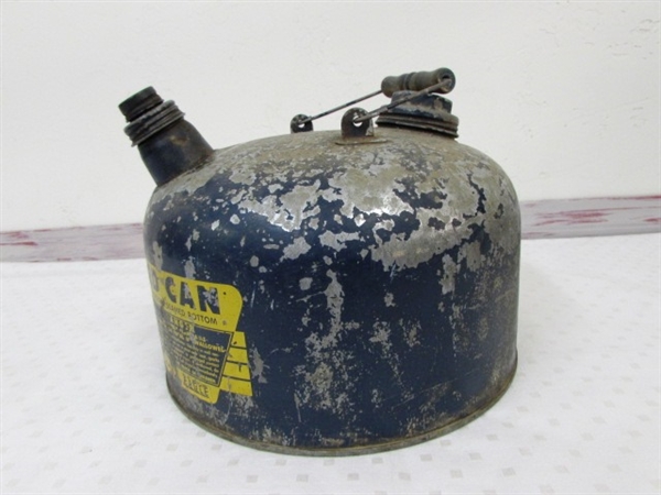 TWO COLLECTIBLE GALVANIZED STEEL GAS CANS