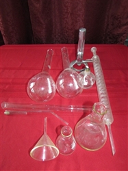 NEAT SELECTION OF CHEMISTRY GLASSWARE