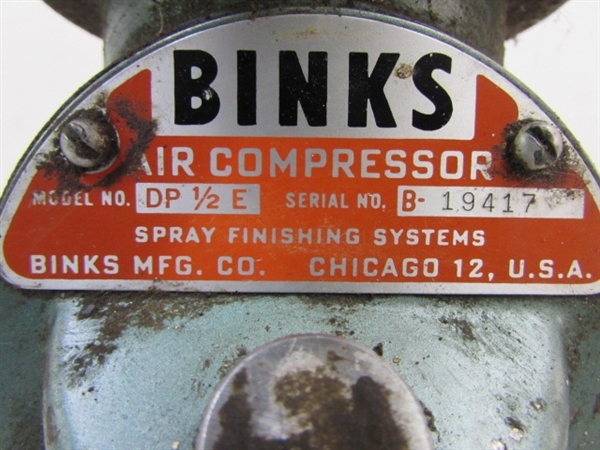 BINKS AIR COMPRESSOR, AIR BRUSHING/ PAINT EQUIPMENT,  RESPIRATOR FILTERS & MORE.