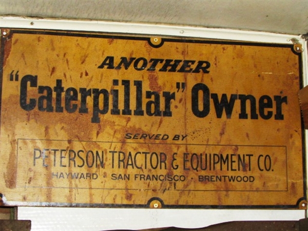 COOL VINTAGE METAL CATERPILLAR SIGN -ESTATE 