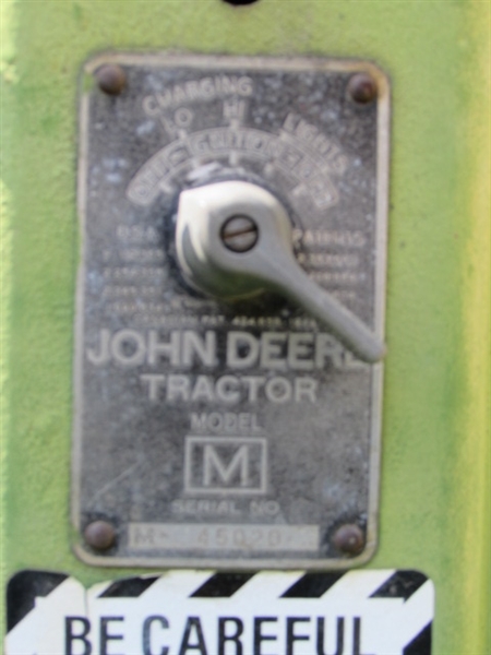 JOHN DEERE MODEL M TRACTOR - AT THE ESTATE