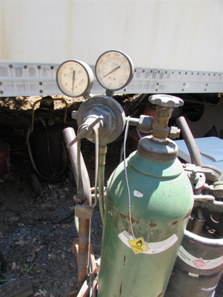 OXY/ACETYLENE TANKS ON CART WITH HOSE - AT THE ESTATE
