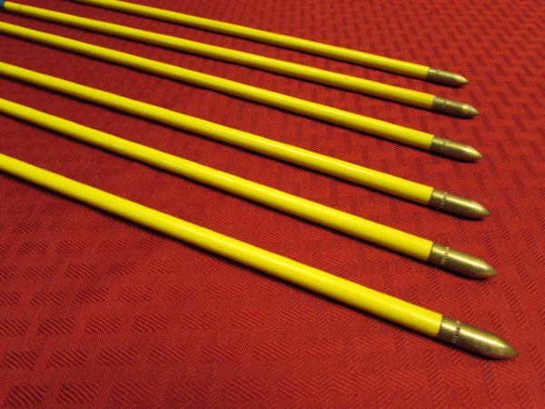 NEVER USED VINTAGE HERTER'S PRACTICE ARROWS, LEATHER 3 FINGER GLOVE & WRIST GUARD