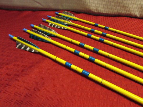 NEVER USED VINTAGE HERTER'S PRACTICE ARROWS, LEATHER 3 FINGER GLOVE & WRIST GUARD