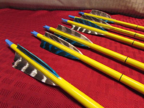 NEVER USED VINTAGE HERTER'S PRACTICE ARROWS, LEATHER 3 FINGER GLOVE & WRIST GUARD