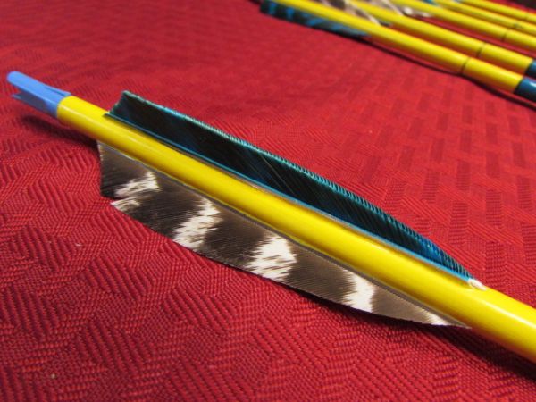 NEVER USED VINTAGE HERTER'S PRACTICE ARROWS, LEATHER 3 FINGER GLOVE & WRIST GUARD