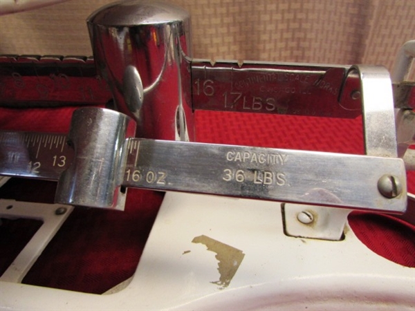 YOU MAY KNOW SOMEONE WHO WAS FIRST WEIGHED ON THIS SCALE - VINTAGE BABY SCALE FROM SISKIYOU COUNTY