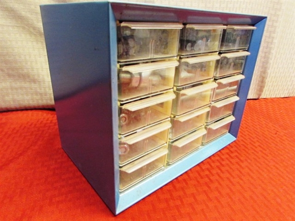 HANDY DANDY 15 DRAWER HARDWARE CABINET WITH HARDWARE 