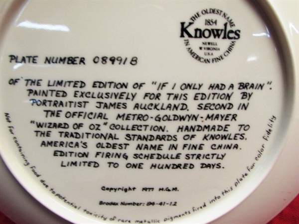 SOMEWHERE OVER THE RAINBOW - 5 WIZARD OF OZ COLLECTIBLE   PORCELAIN PLATES FROM KNOWLES FINE CHINA 