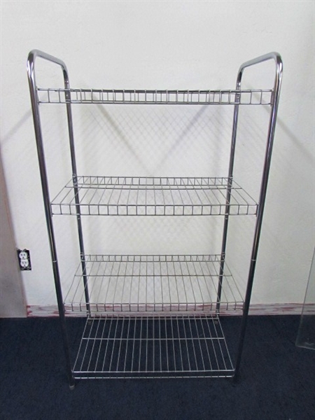 STURDY METAL RACK WITH SHOP TOWELS