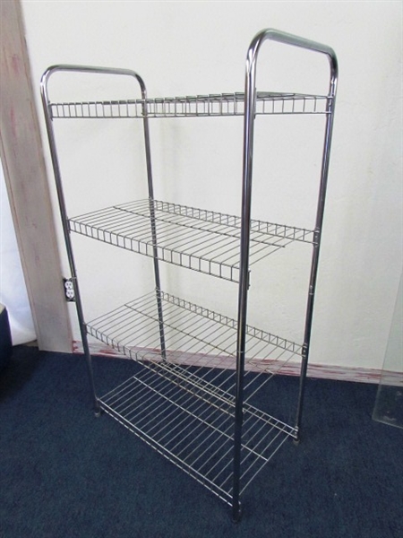 STURDY METAL RACK WITH SHOP TOWELS