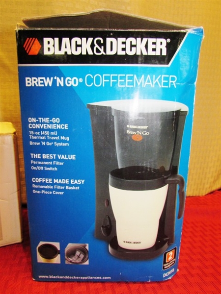 NEW IN BOX!  BLACK & DECKER BREW 'N GO COFFEEMAKER, SALTON YOGURT MAKER & B&D CHOPPER