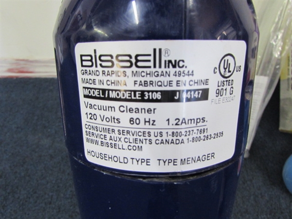 CLEAN HOUSE!  BISSELL 3 WAY BAGLESS VACUUM W/ FILTERS, DRYER VENT VAC ATTACHMENT, TRASH CAN LINERS, FABRIC SOFTENER & . . . . 