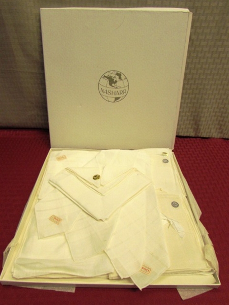 VINTAGE HAND WOVEN MEN'S HANDKERCHIEFS - NEW IN GIFT BOX