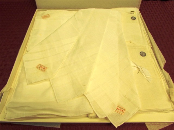 VINTAGE HAND WOVEN MEN'S HANDKERCHIEFS - NEW IN GIFT BOX