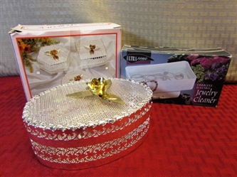 NIB DELICATE JEWELRY BOX & ULTRASONIC JEWELRY CLEANER