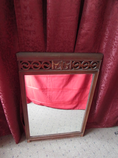 VINTAGE MIRROR WITH NICELY CARVED WOOD FRAME